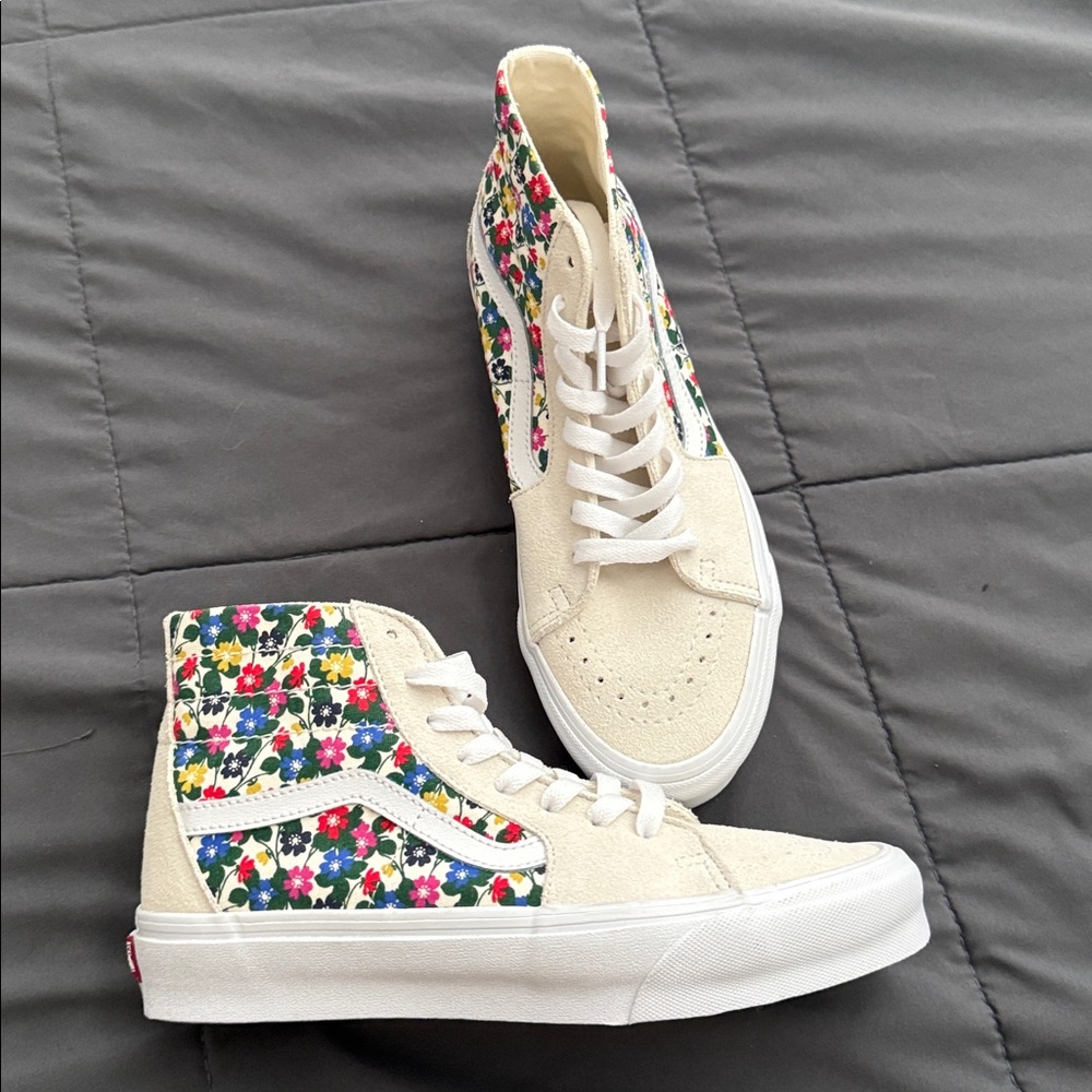 Vans WMNS Sk8-Hi Tapered Floral White Sneakers NEW 8.5 - Picture 3 of 6